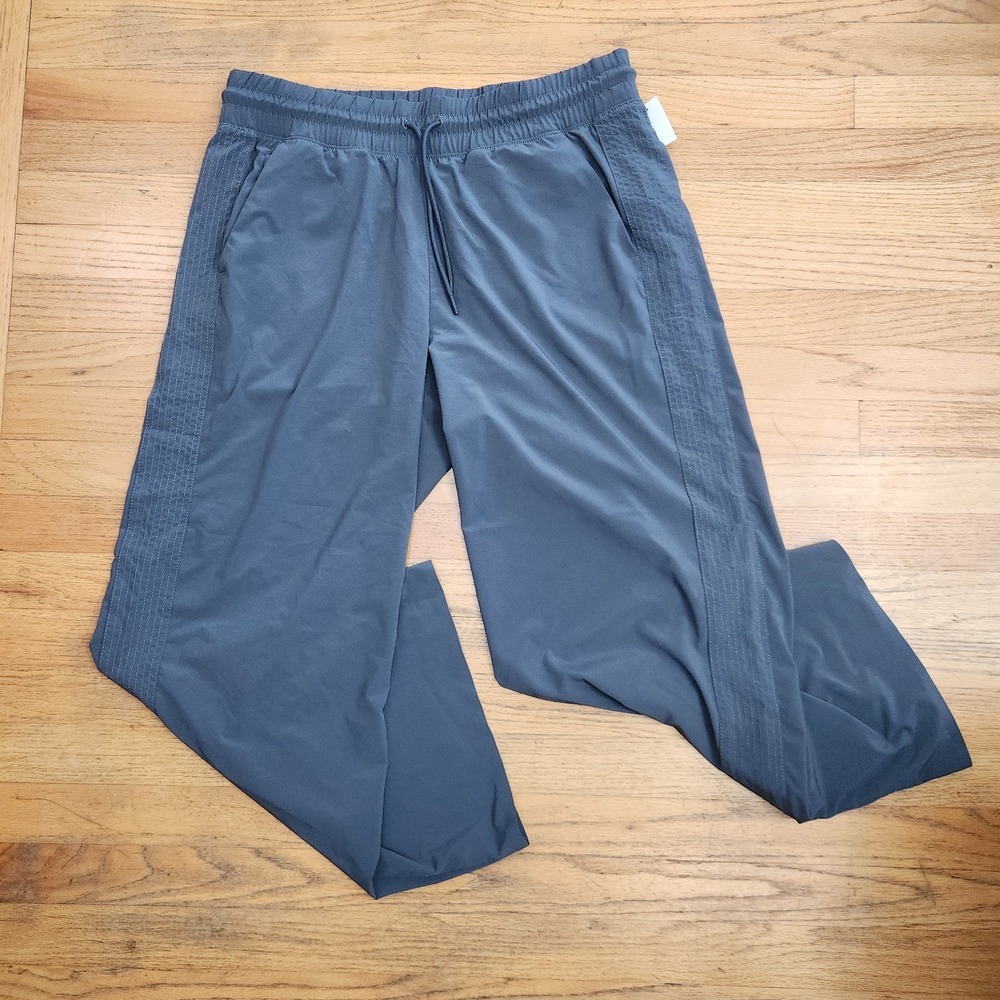 Athleta Wide Leg‎ Pants Womens 14 Tall Slate Gray Drawstring Stretch Travel